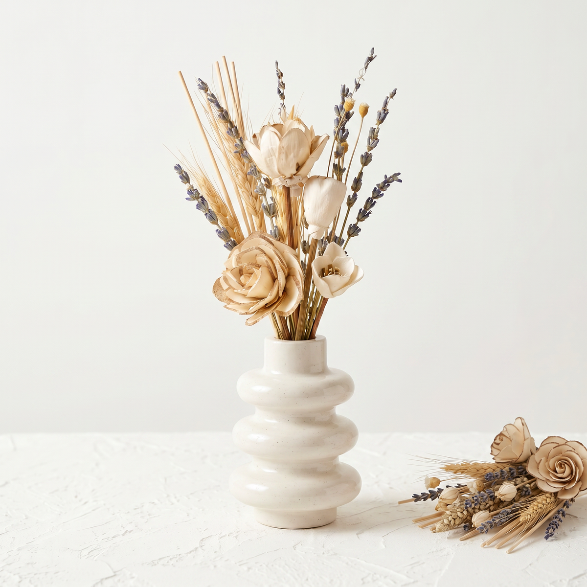 Stacked Bubble Vase & Dried Botanical Gift Set