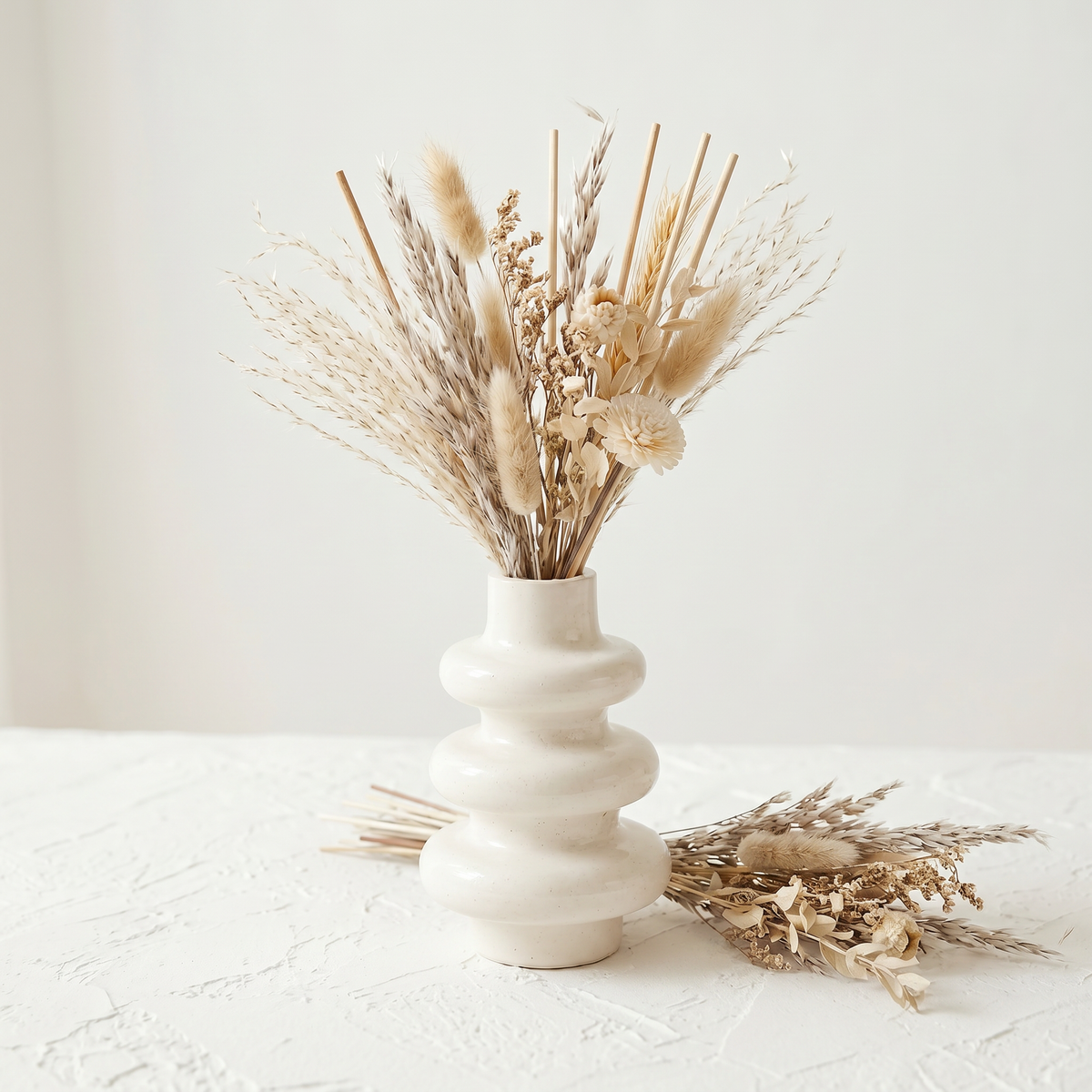 Stacked Bubble Vase & Dried Botanical Gift Set