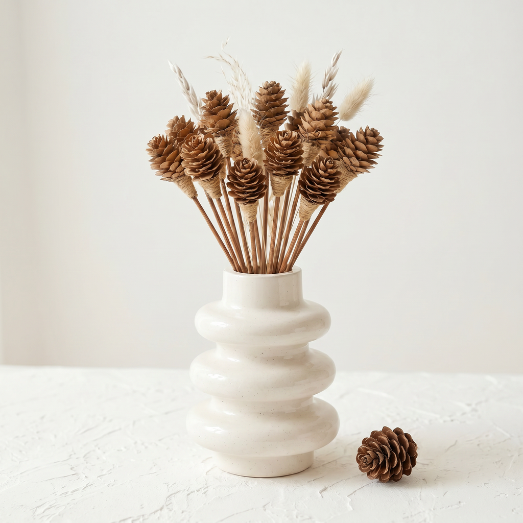 Stacked Bubble Vase & Dried Botanical Gift Set