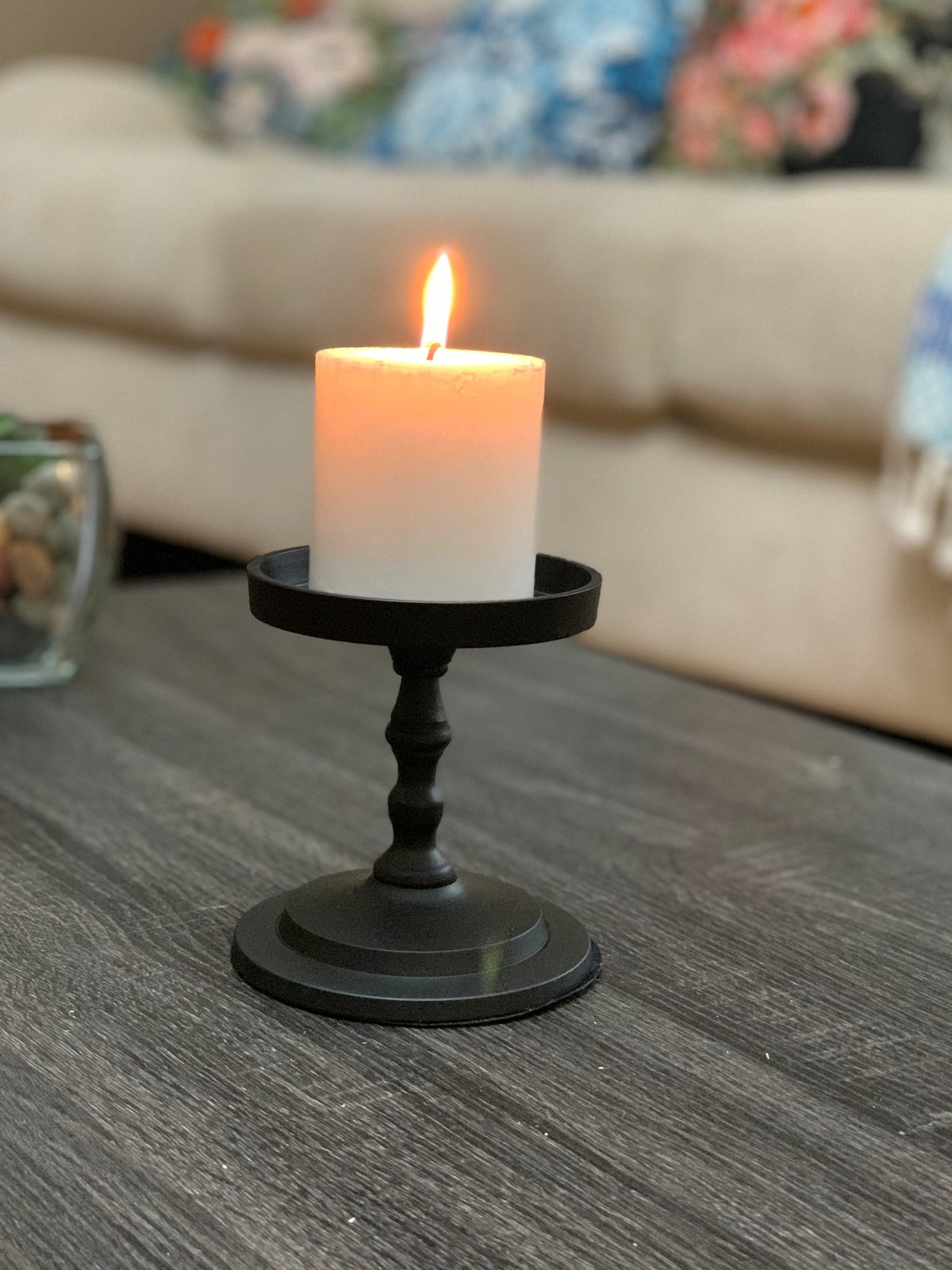 Matte Black Pillar Candle Holder, 4.5 in