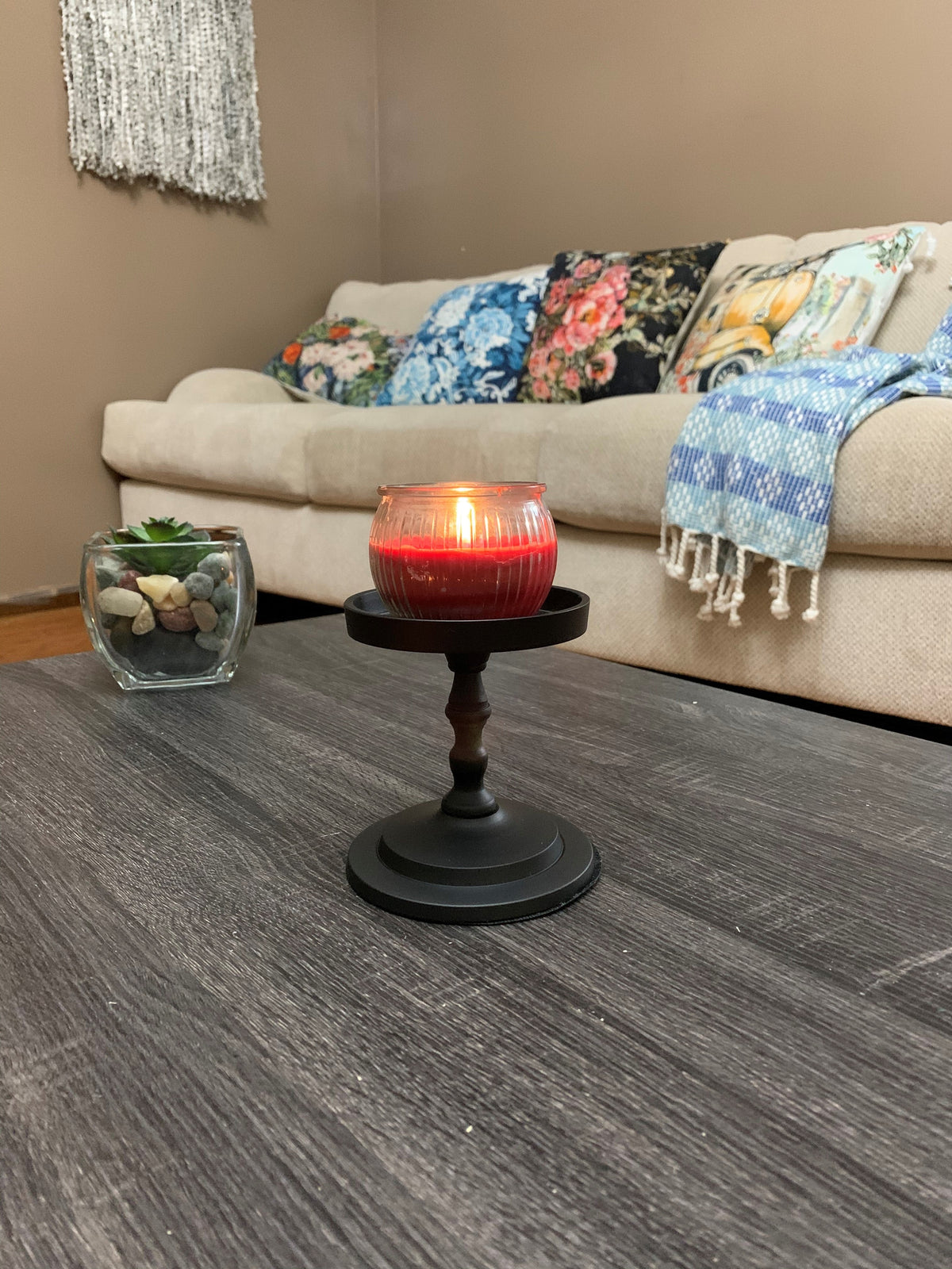 Matte Black Pillar Candle Holder, 4.5 in
