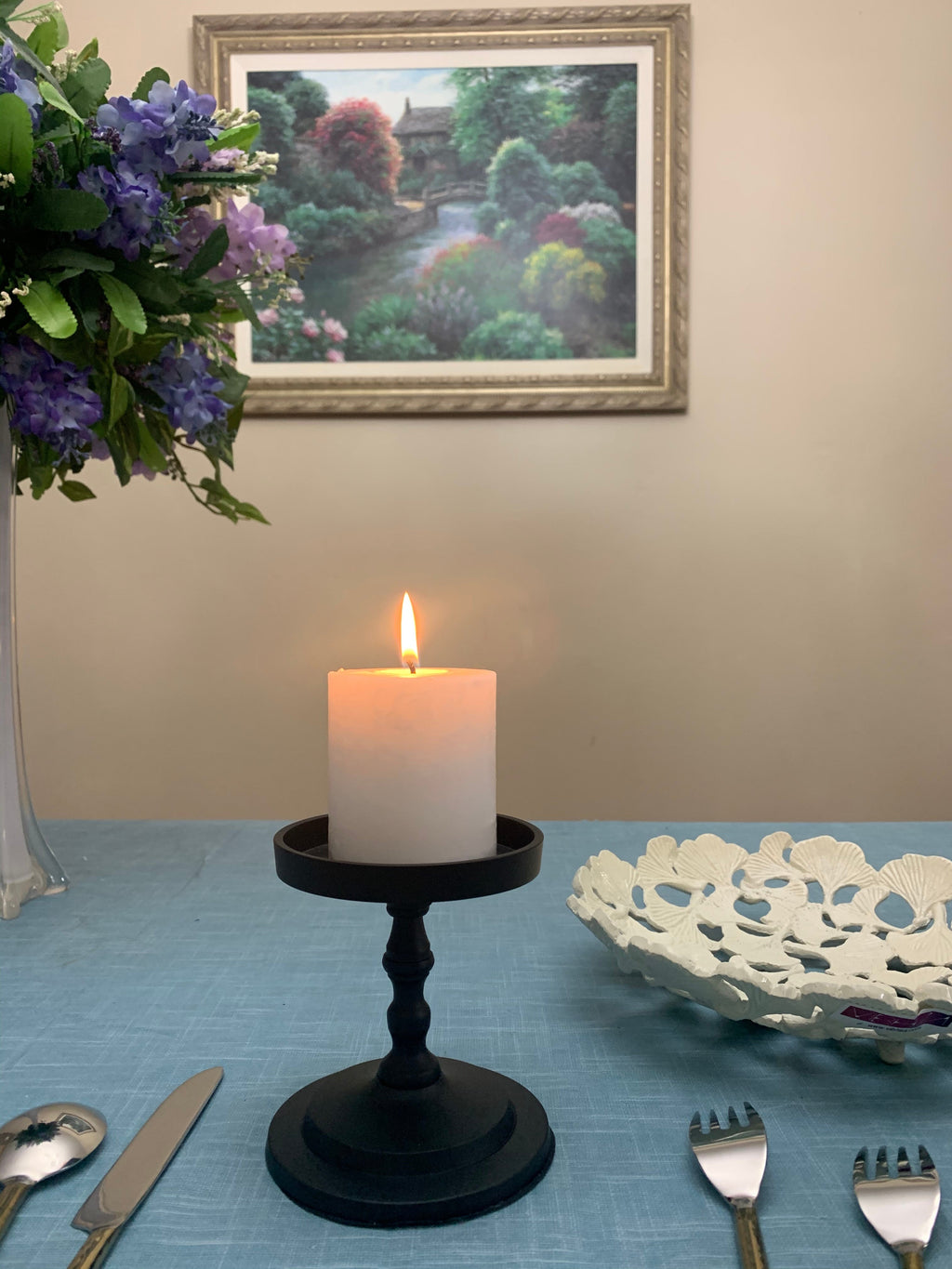 Matte Black Pillar Candle Holder, 4.5 in