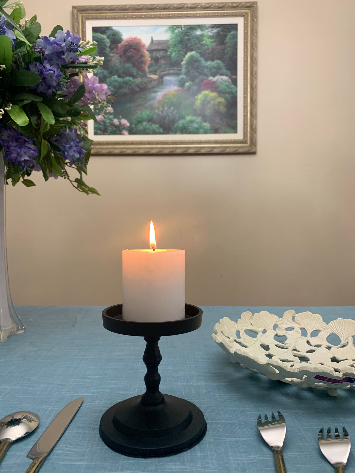 Matte Black Pillar Candle Holder, 4.5 in