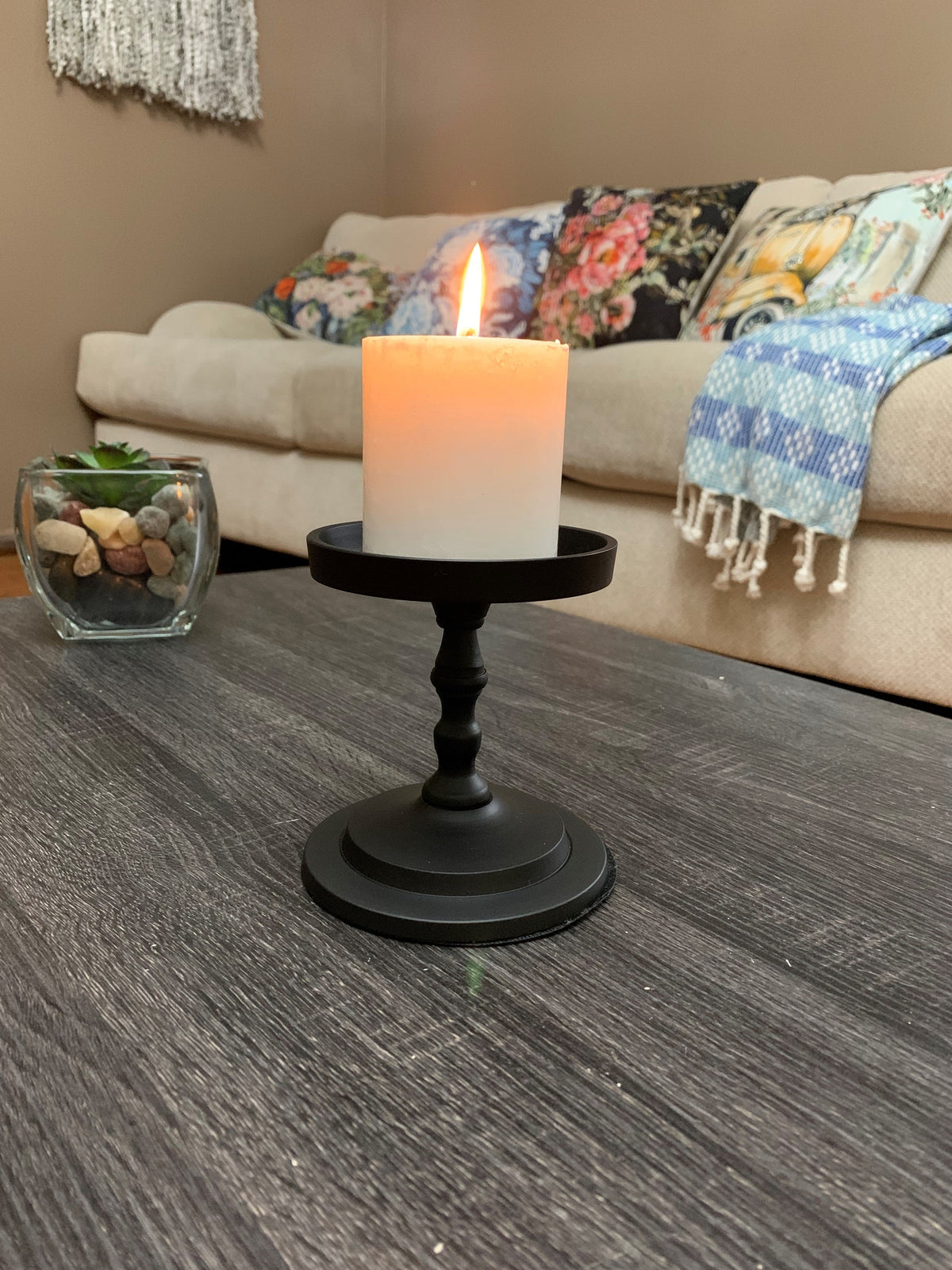 Matte Black Pillar Candle Holder, 4.5 in