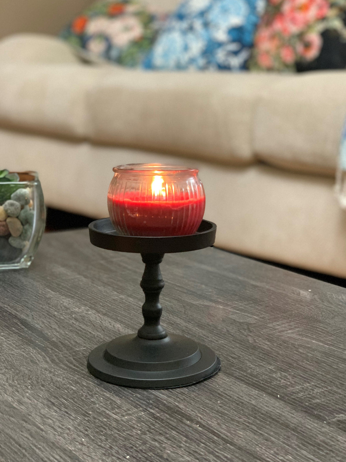 Matte Black Pillar Candle Holder, 4.5 in