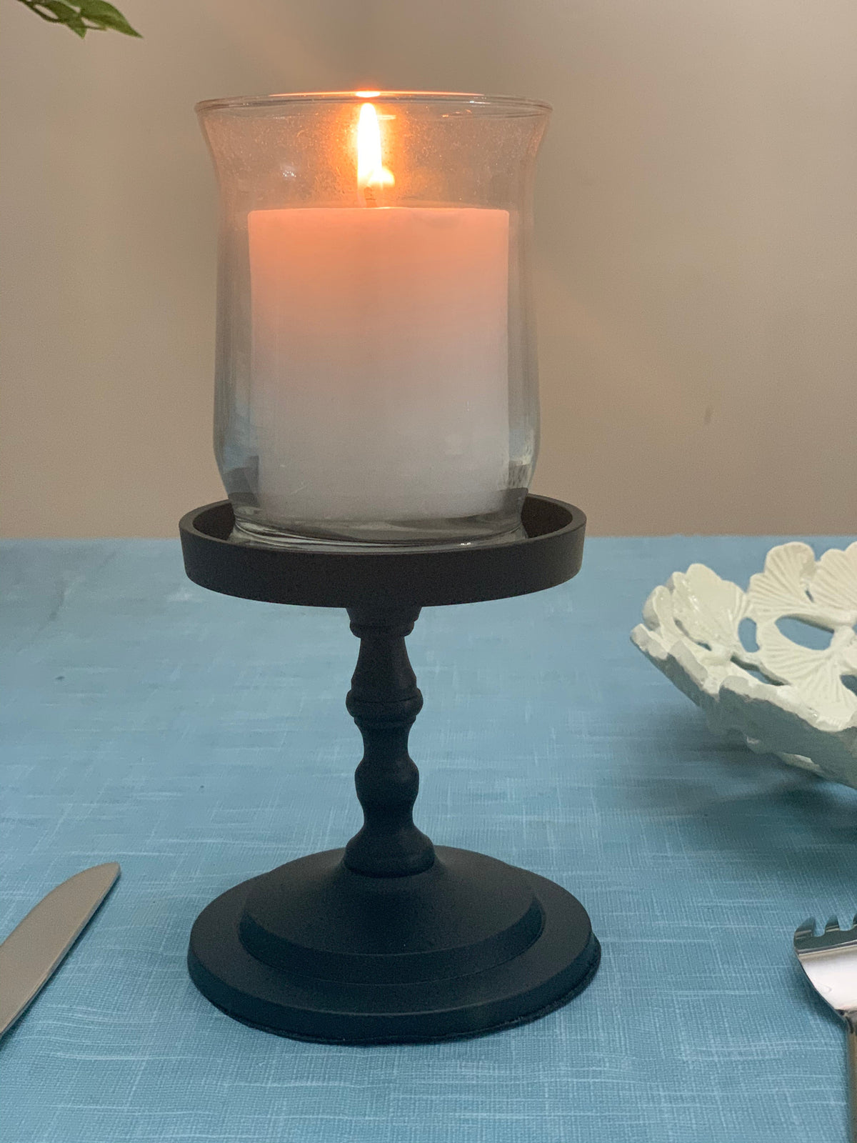 Matte Black Pillar Candle Holder, 4.5 in