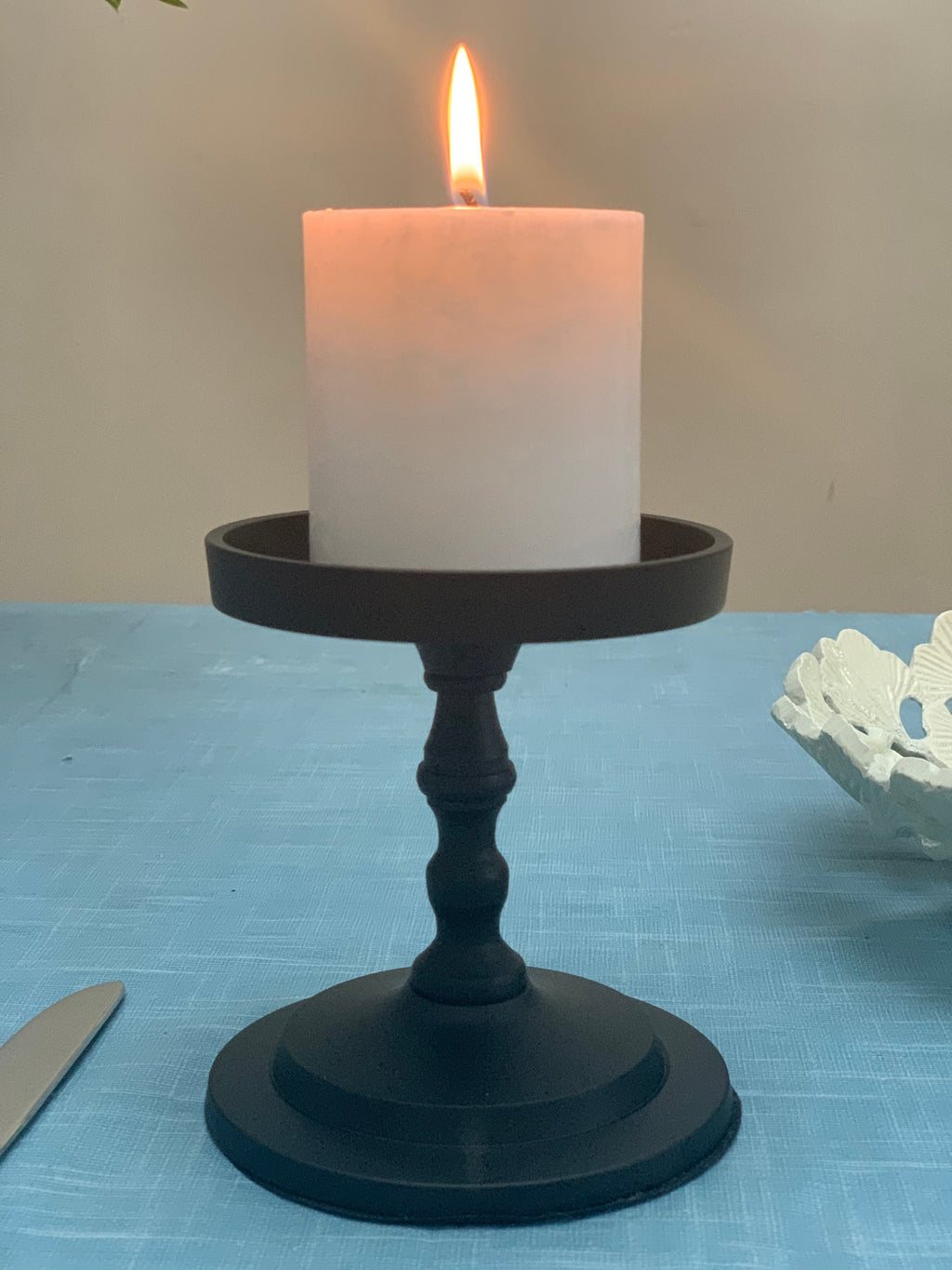 Matte Black Pillar Candle Holder, 4.5 in