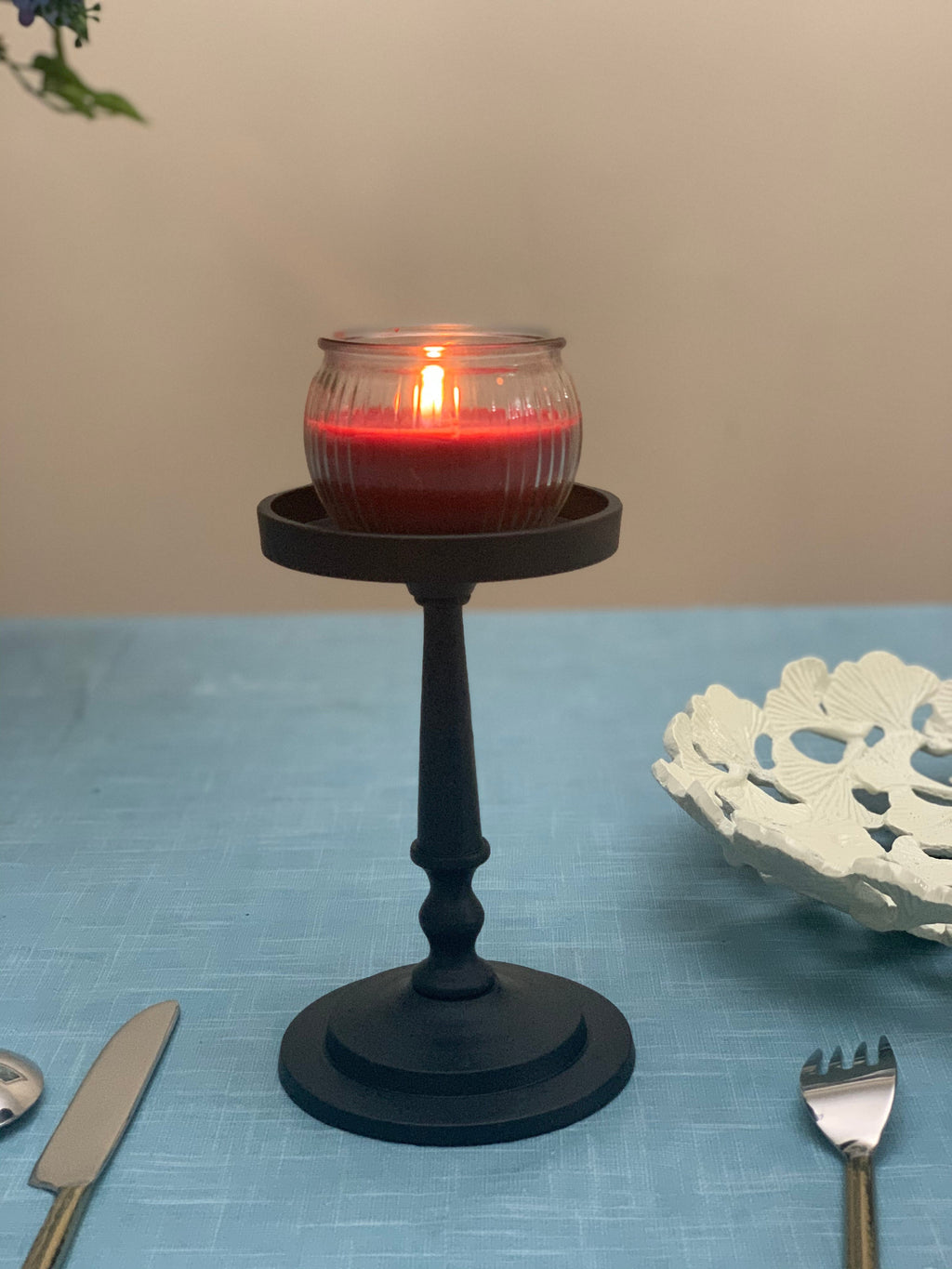 Matte Black Pillar Candle Holder, 7 in