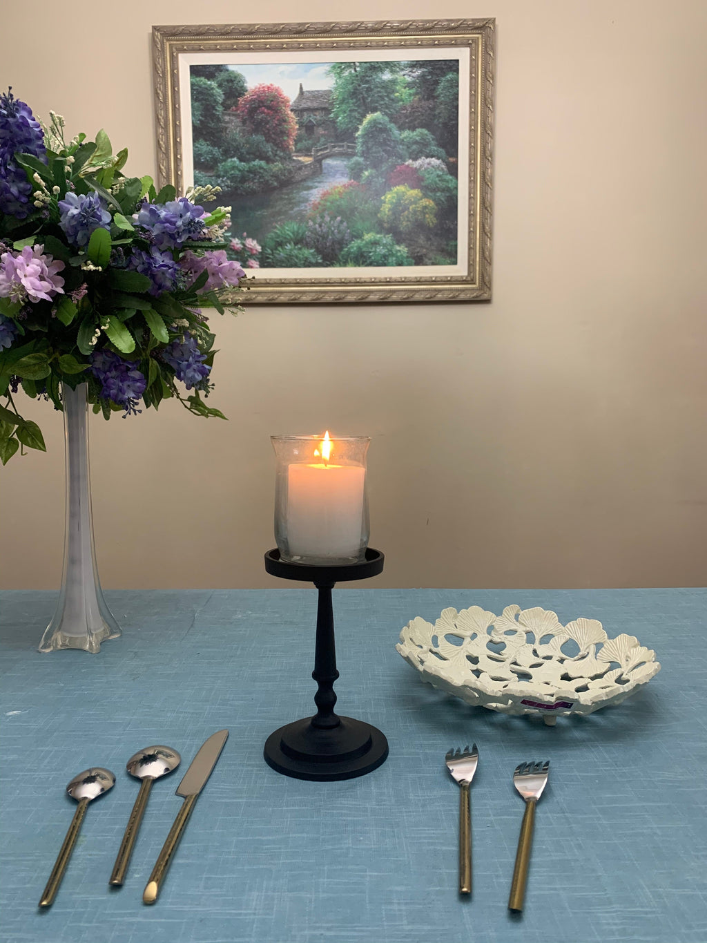 Matte Black Pillar Candle Holder, 7 in