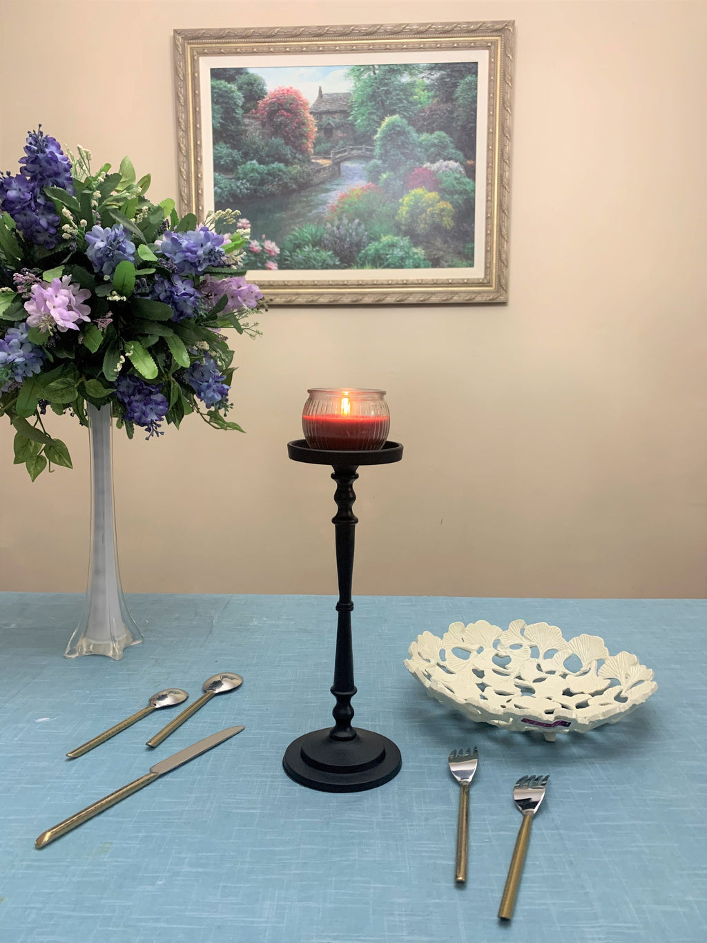 Matte Black Pillar Candle Holder, 11.5 in