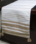 Woven Cotton Table Runner, Off White and Beige