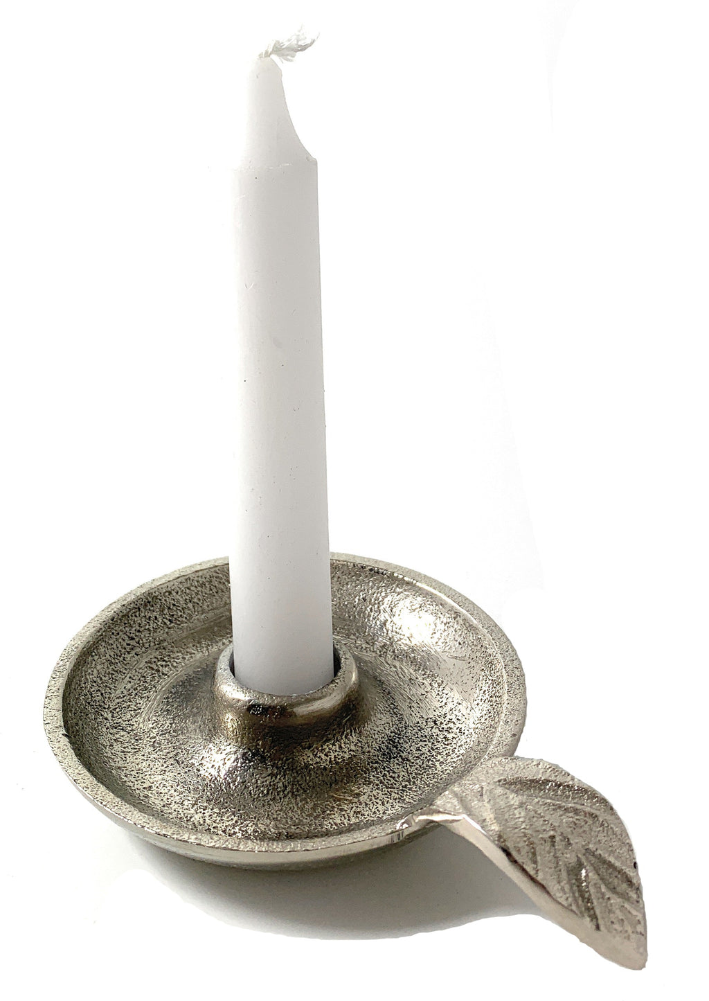Silver Leaf Taper Candle Holder