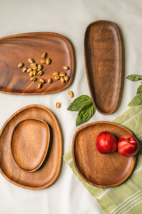 Acacia Wood Serving Plate Set