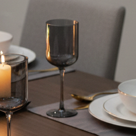 Smoky Stemmed Wine Glasses, Set of 4