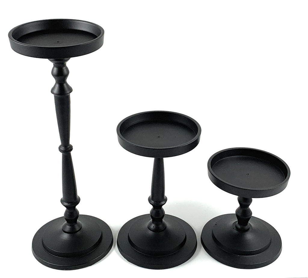 Matte Black Pillar Candle Holders, Set of 3