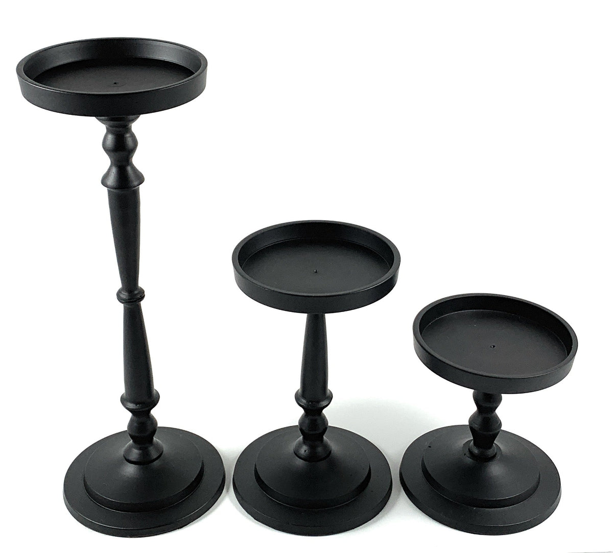 Matte Black Pillar Candle Holders, Set of 3