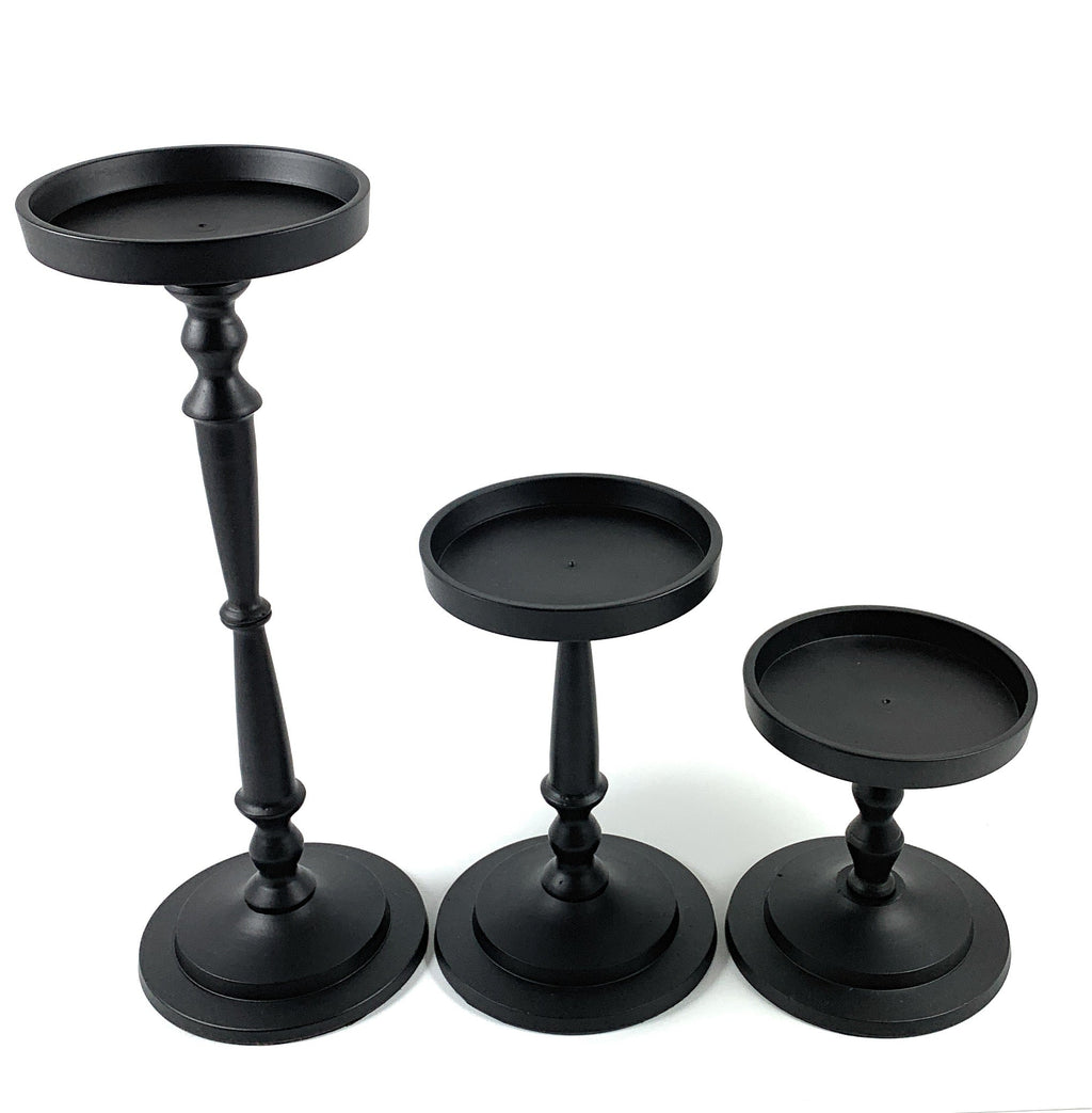 Matte Black Pillar Candle Holders, Set of 3