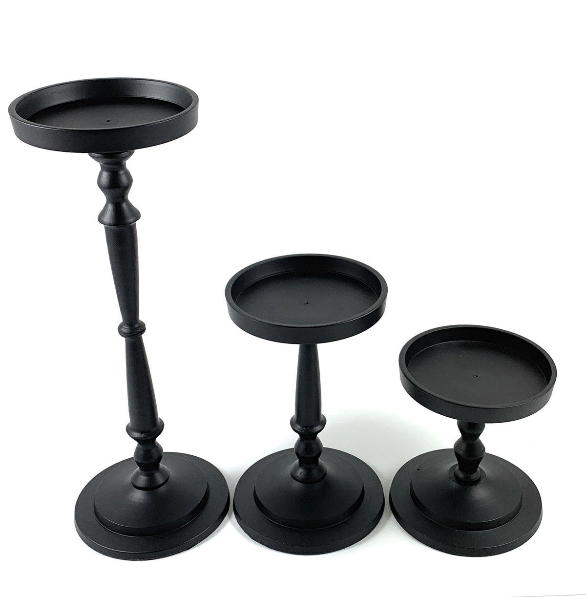 Matte Black Pillar Candle Holders, Set of 3