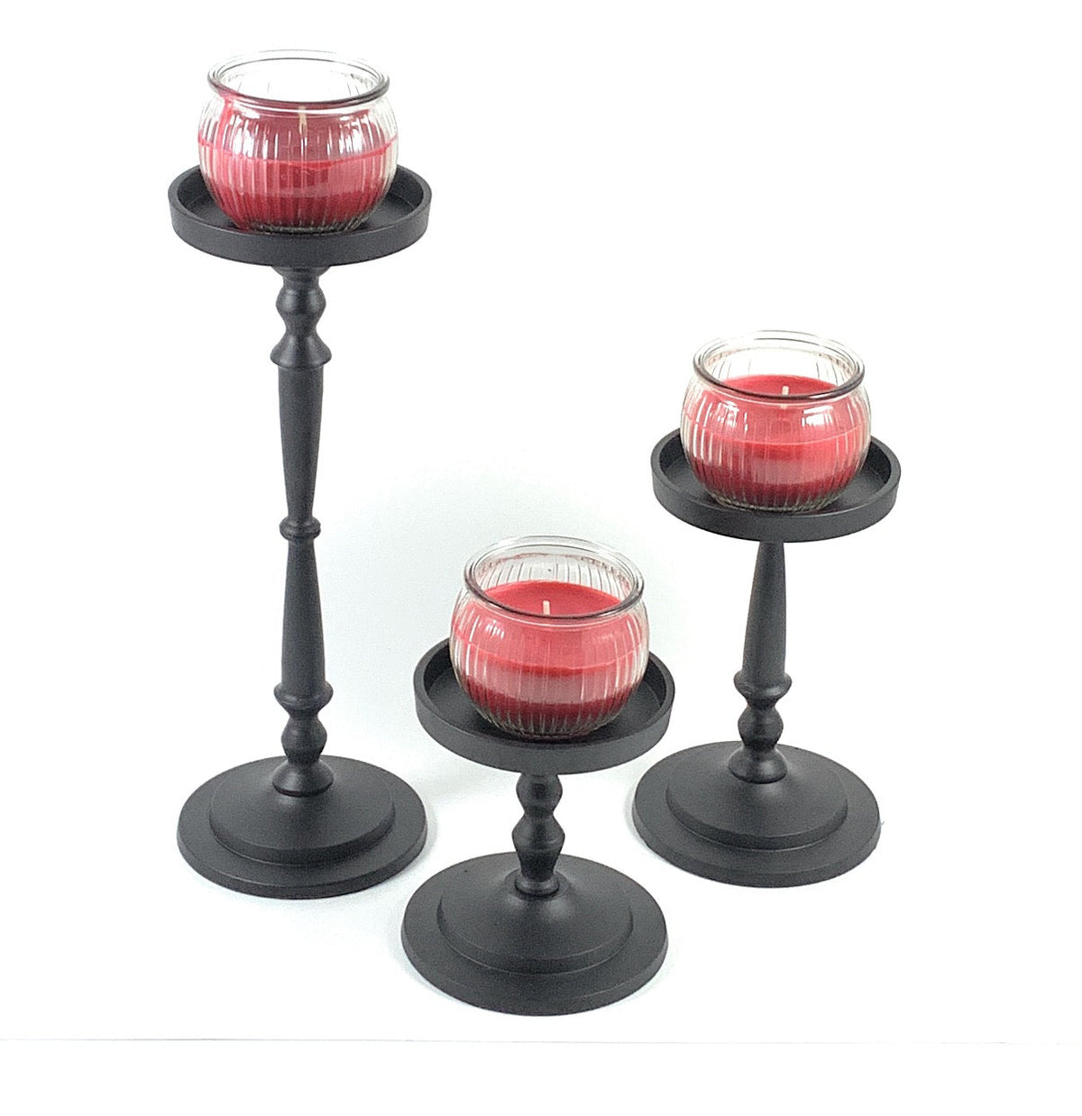 Matte Black Pillar Candle Holders, Set of 3