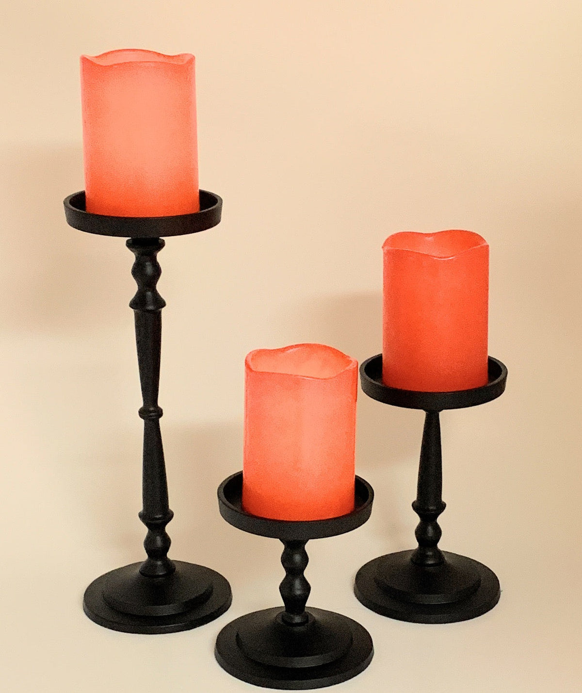 Matte Black Pillar Candle Holders, Set of 3