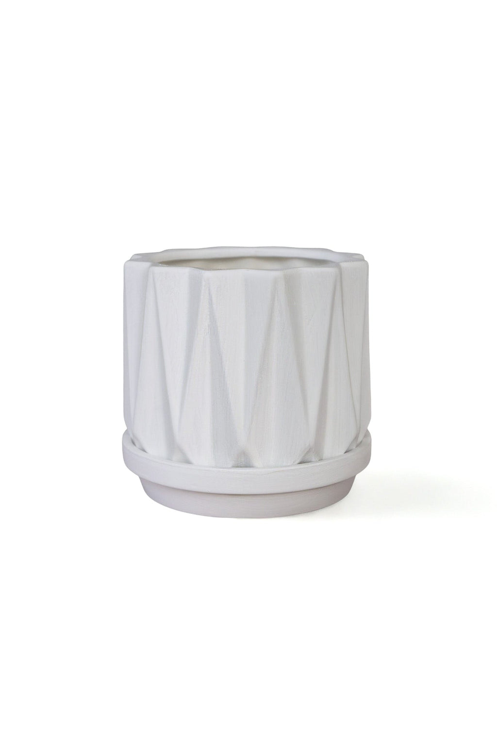 White Geometric Planters, Set of 2