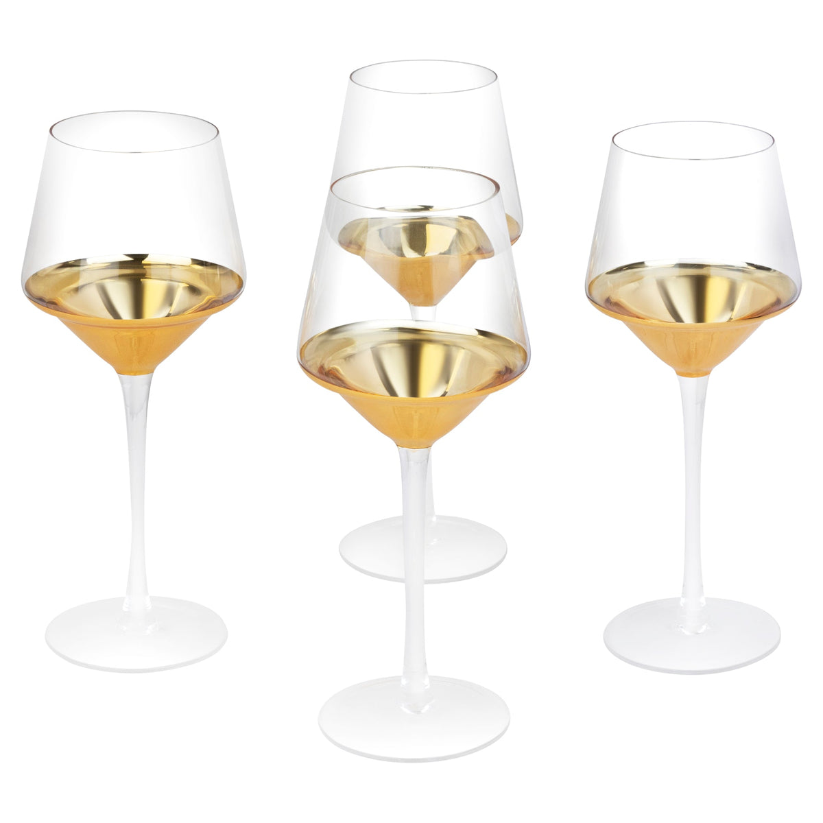 Gold Triangle Wine Glasses, Set of 4