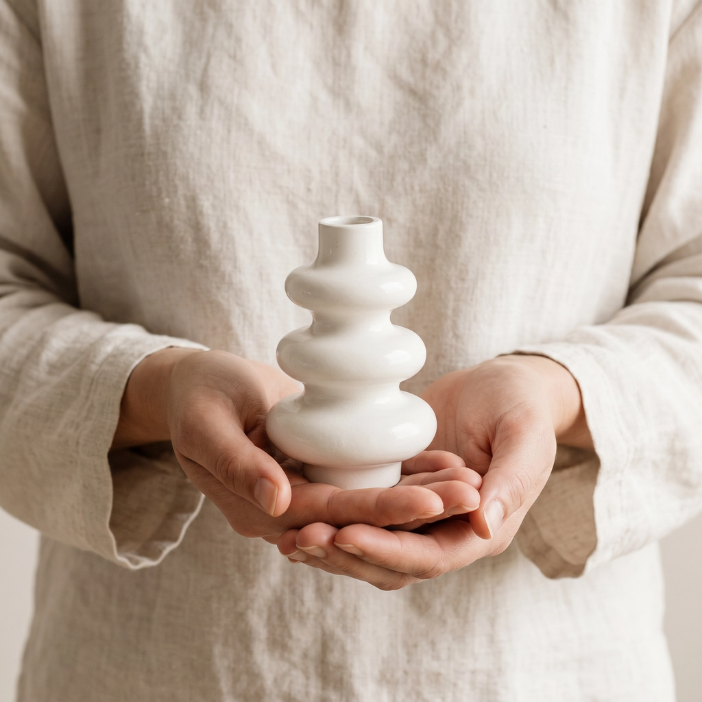 Stacked Bubble Vase, Gypsum White 5"