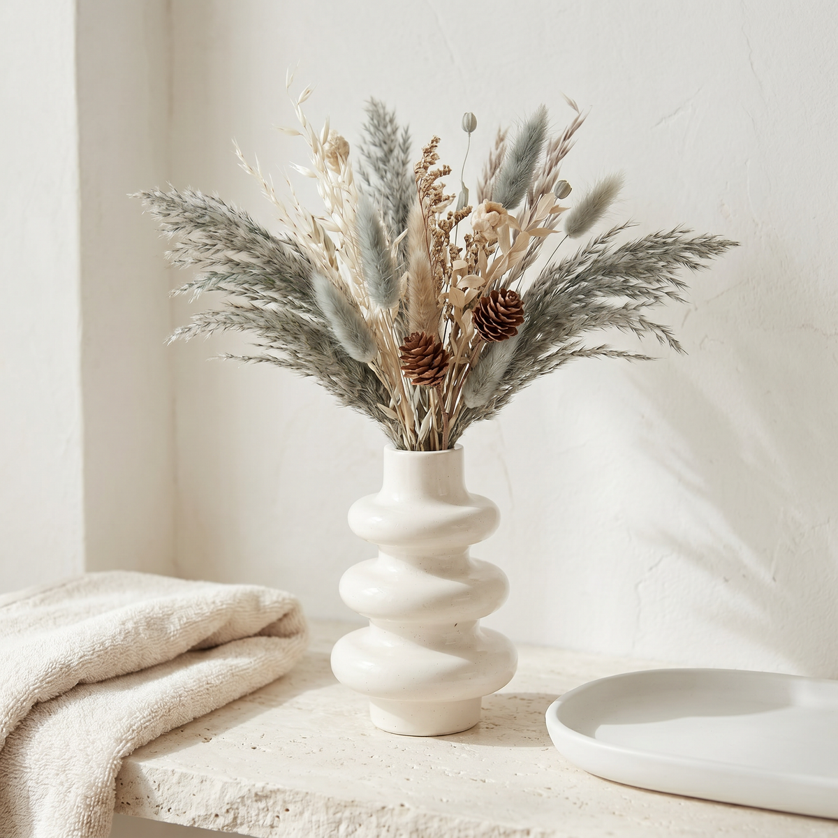Stacked Bubble Vase, Gypsum White 5"