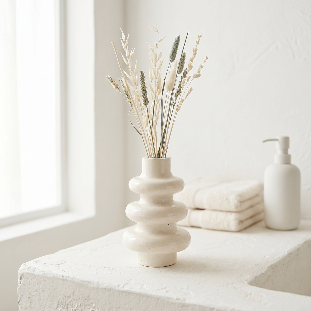 Stacked Bubble Vase, Gypsum White 5"