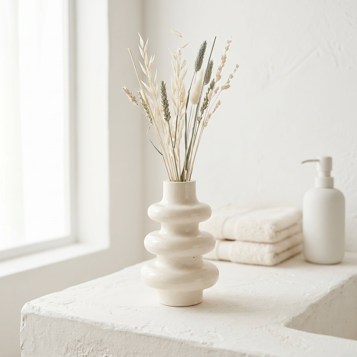 Stacked Bubble Vase, Gypsum White 5"