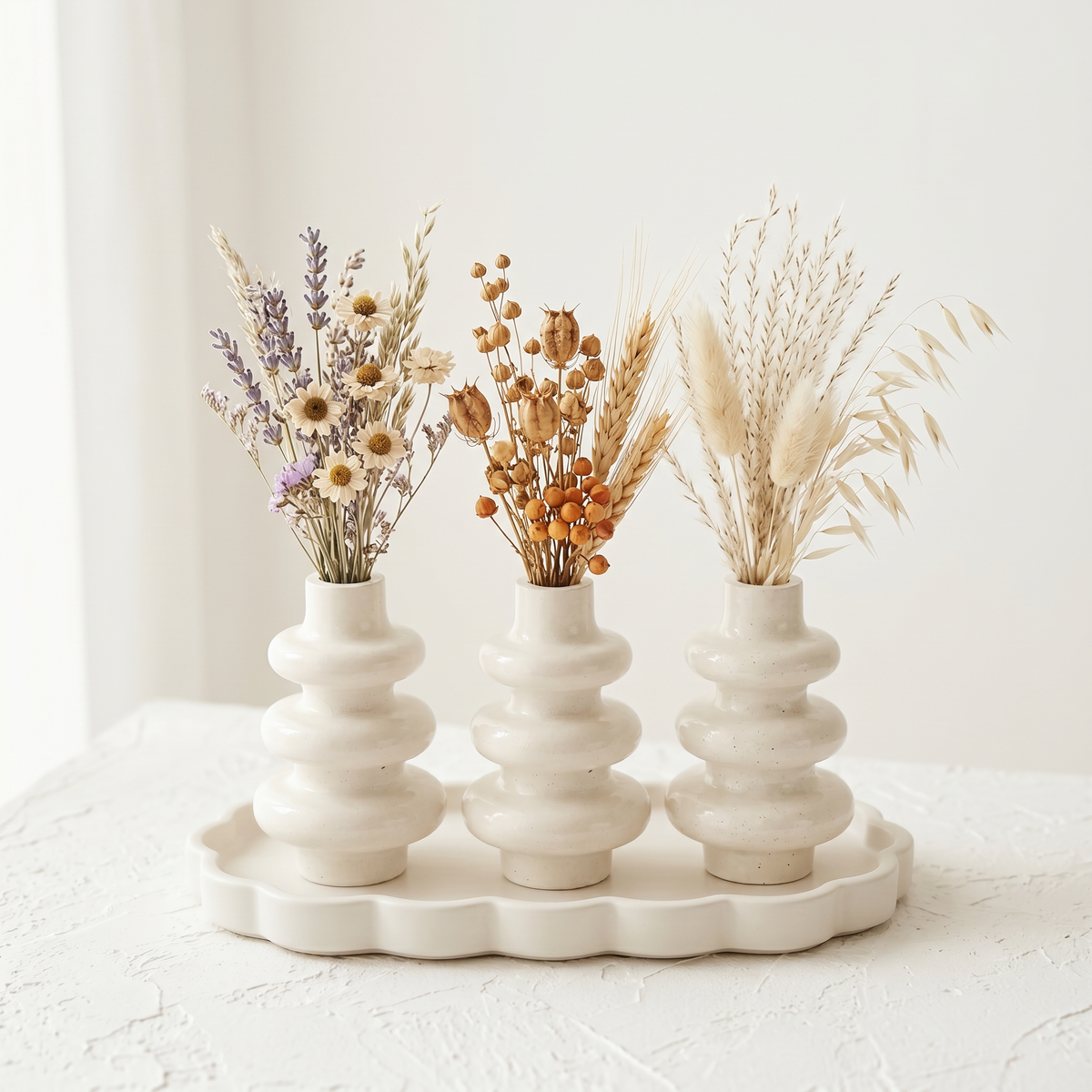 Stacked Bubble Vase, Gypsum White 5"