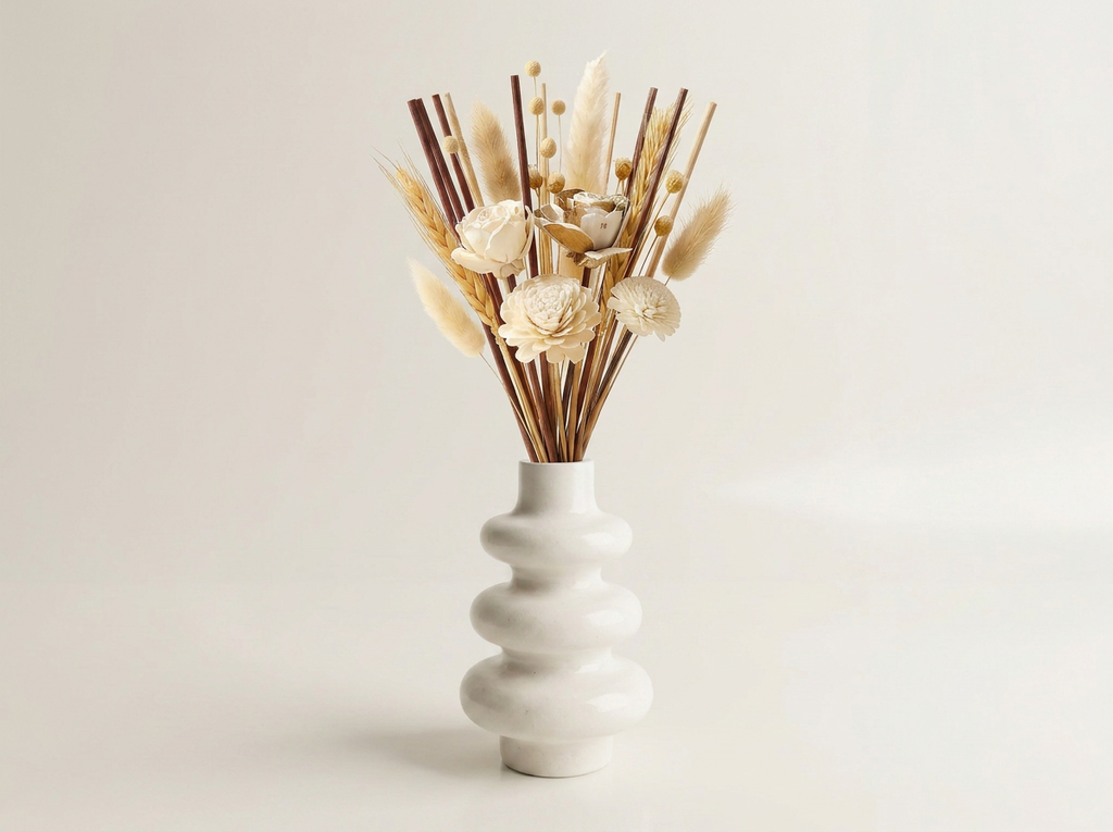 Stacked Bubble Vase & Dried Botanical Gift Set