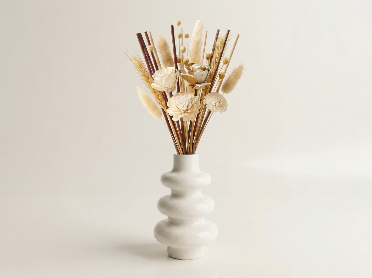 Stacked Bubble Vase & Dried Botanical Gift Set