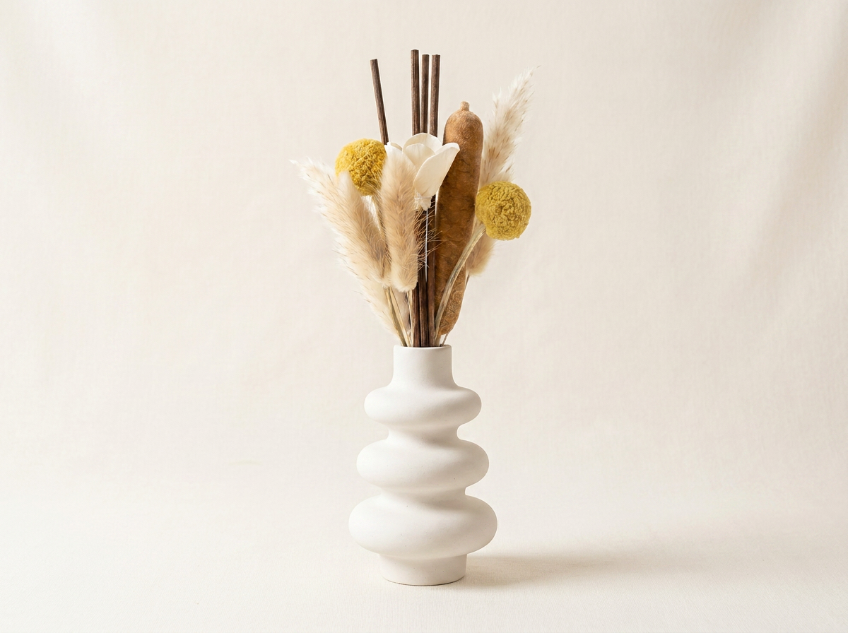 Stacked Bubble Vase & Dried Botanical Gift Set
