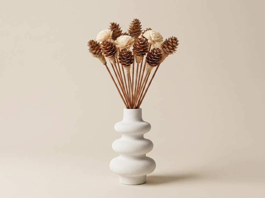 Stacked Bubble Vase & Dried Botanical Gift Set
