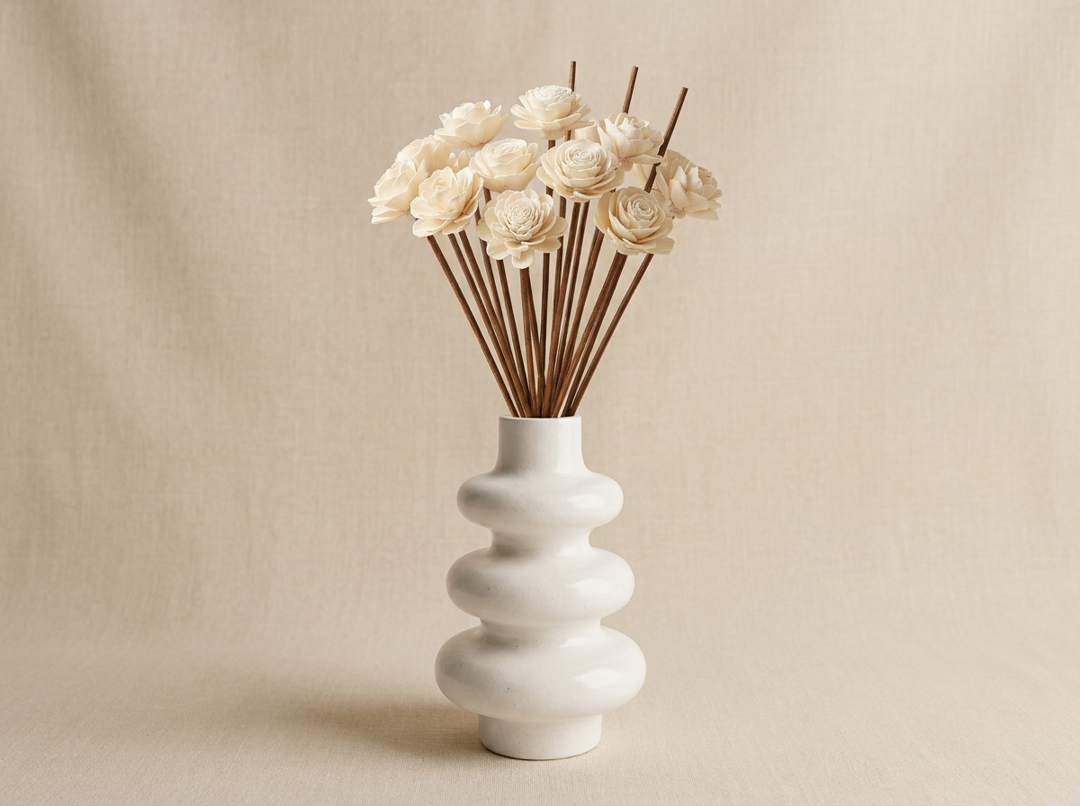 Stacked Bubble Vase & Dried Botanical Gift Set
