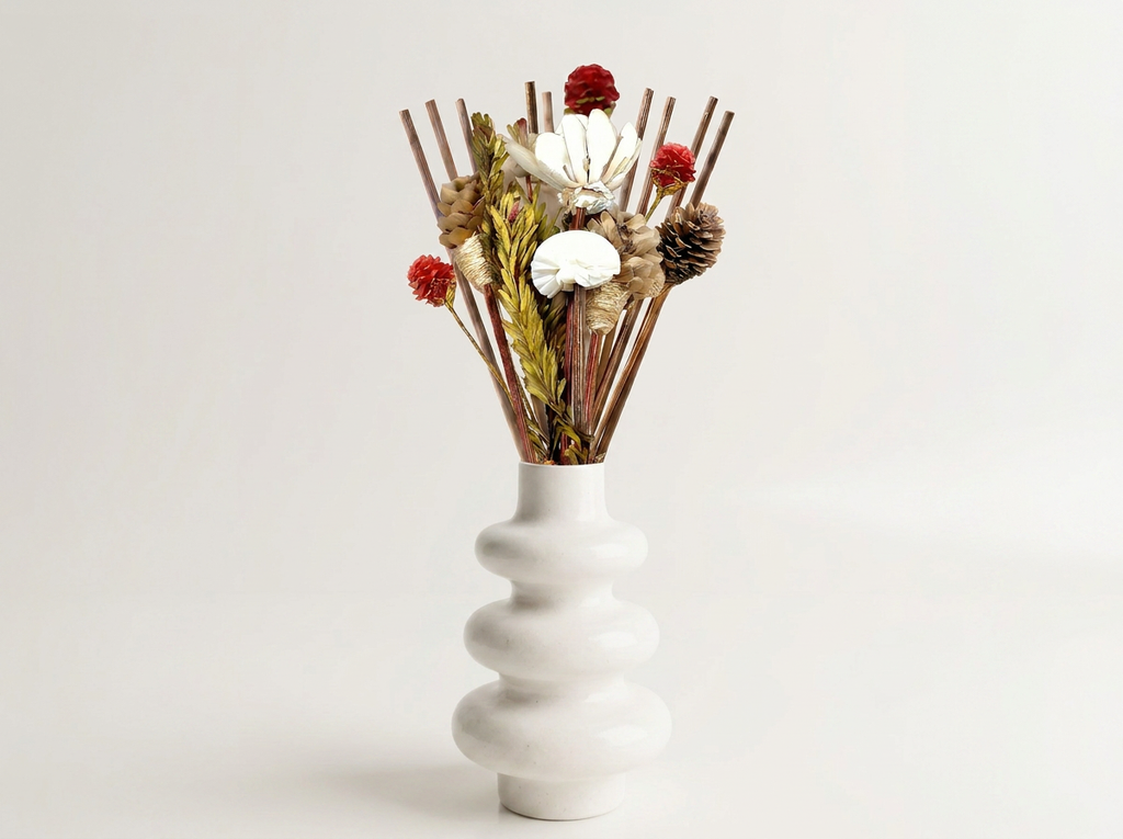 Stacked Bubble Vase & Dried Botanical Gift Set