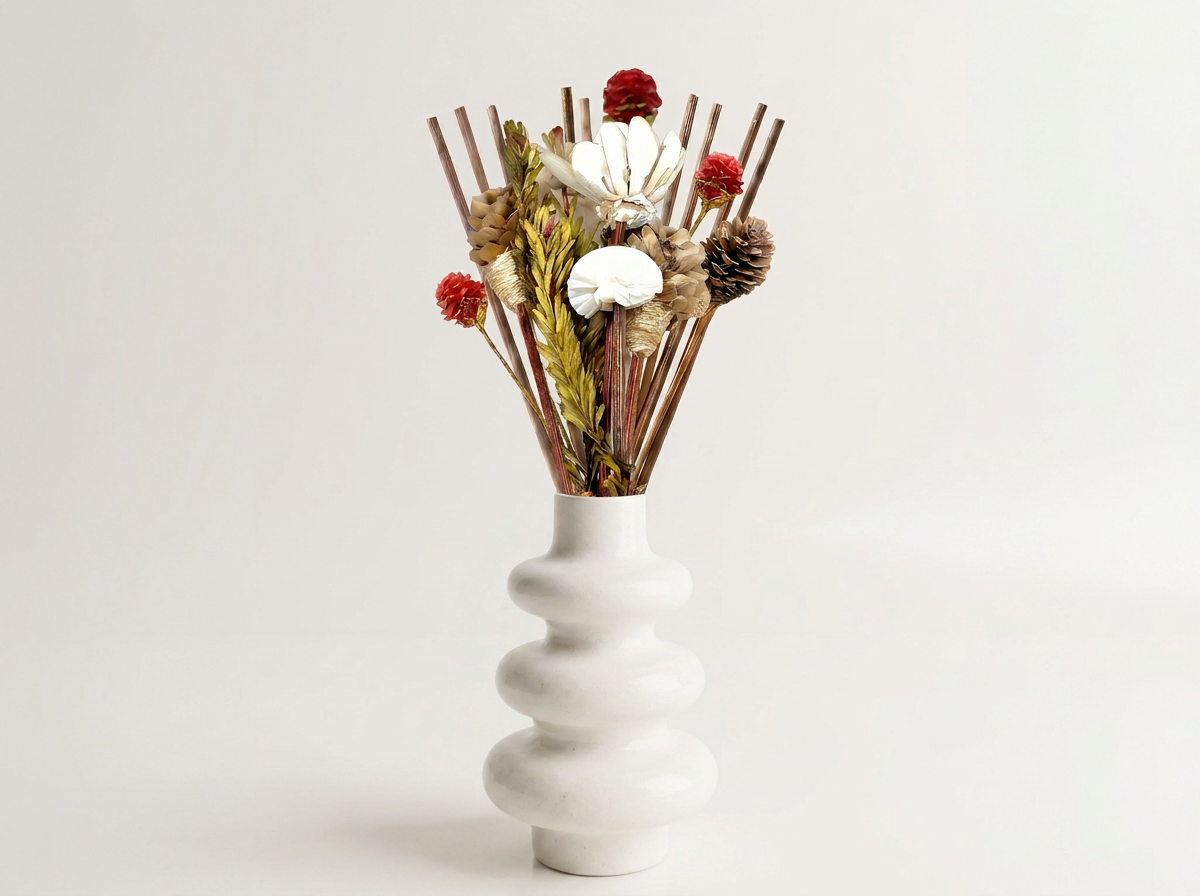 Stacked Bubble Vase & Dried Botanical Gift Set